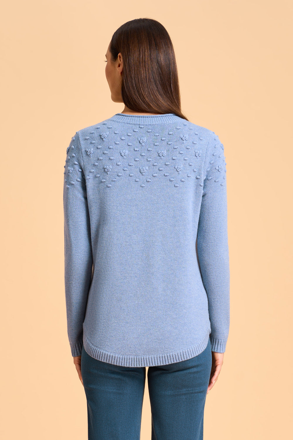 Hand Embroidered Wool Jumper - Periwinkle