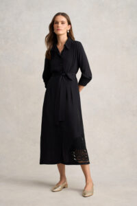 Lace Insert Dress – Black