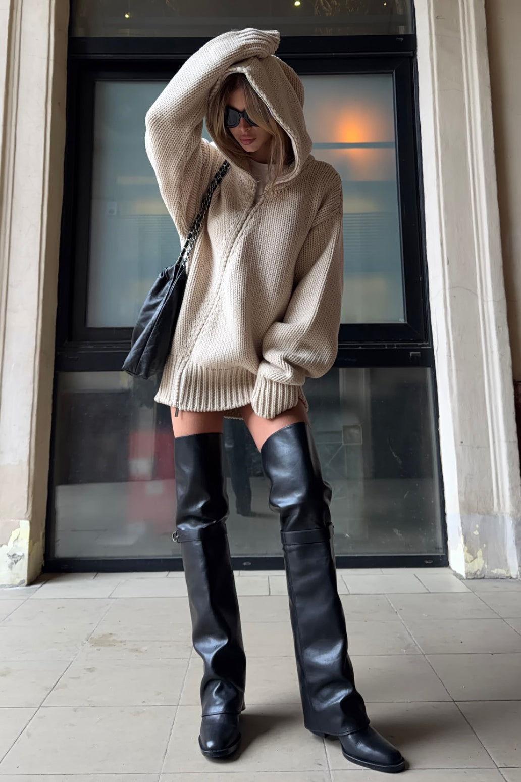 Solid Color Asymmetric Zipper Loose Sweater